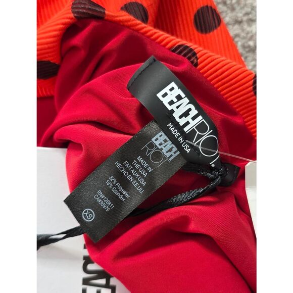 Beach Riot Celine One Piece Polka Dot Red Black Size Extra Small NEW - Picture 4 of 5